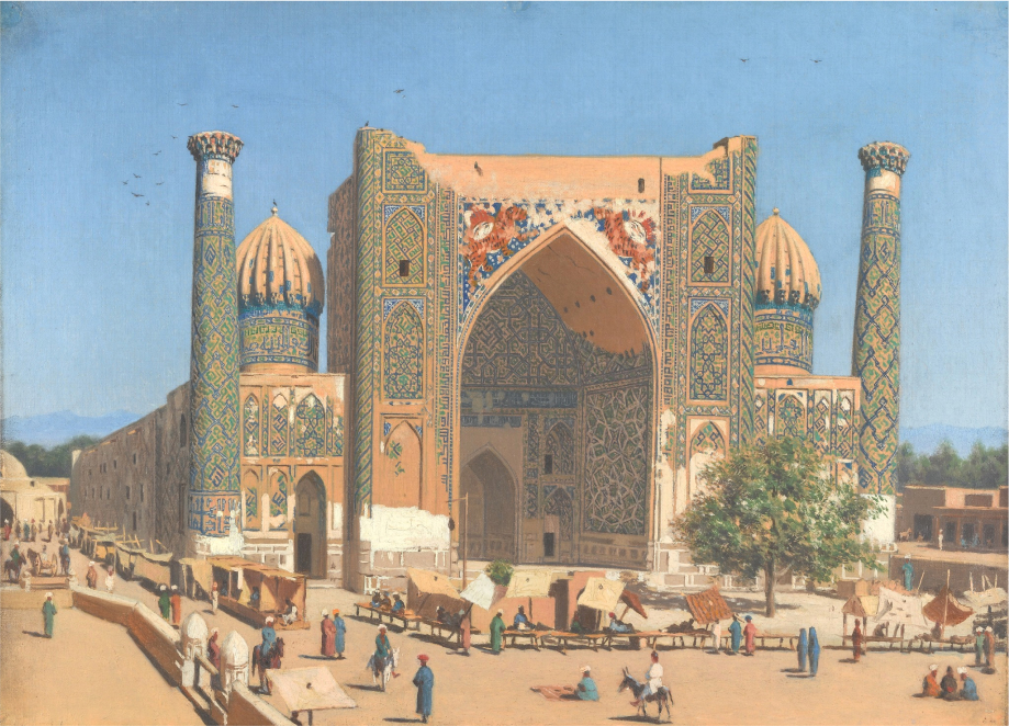 Медресе Шир-Дор на площади Регистан в Самарканде.