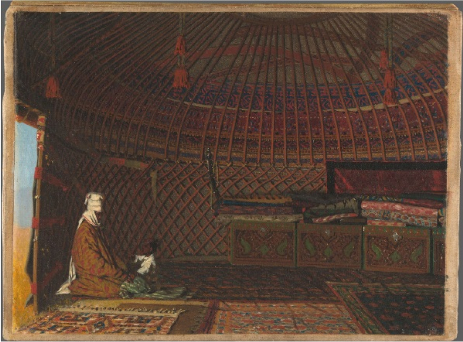 Внутренность юрты богатого киргиза.